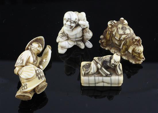 Four Japanese ivory netsuke, 19th century, 5.2cm